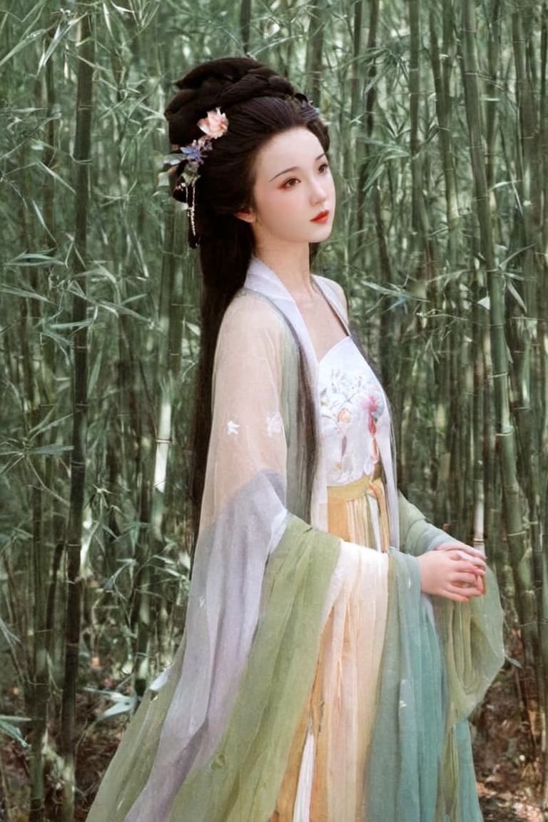 38961-2864350005-On a summer afternoon, the sun shines brightly through the bamboo forest. In this lush bamboo sea, an ancient girl wears a cool.png